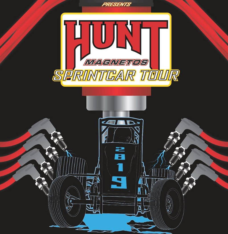HMWT - Hunt Magnetos Wingless Tour dirt track racing organization logo