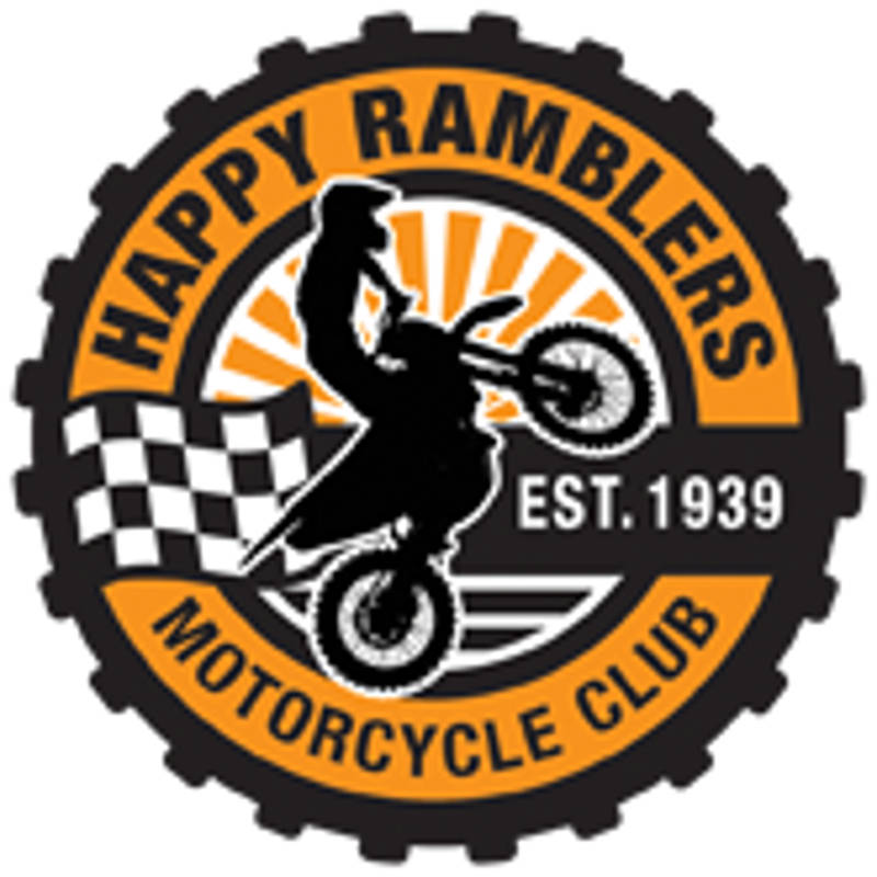 Happy Ramblers Motorcycle Club race track logo